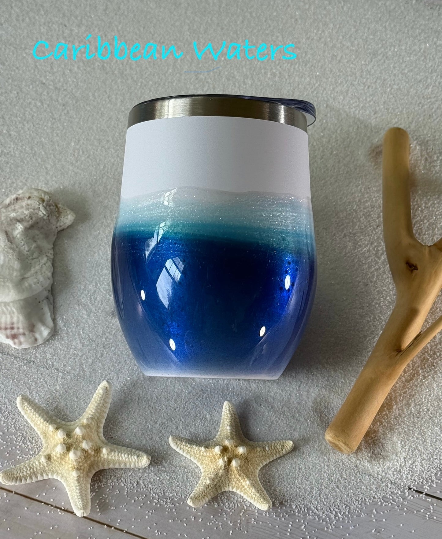Ocean inspired metal wine tumbler