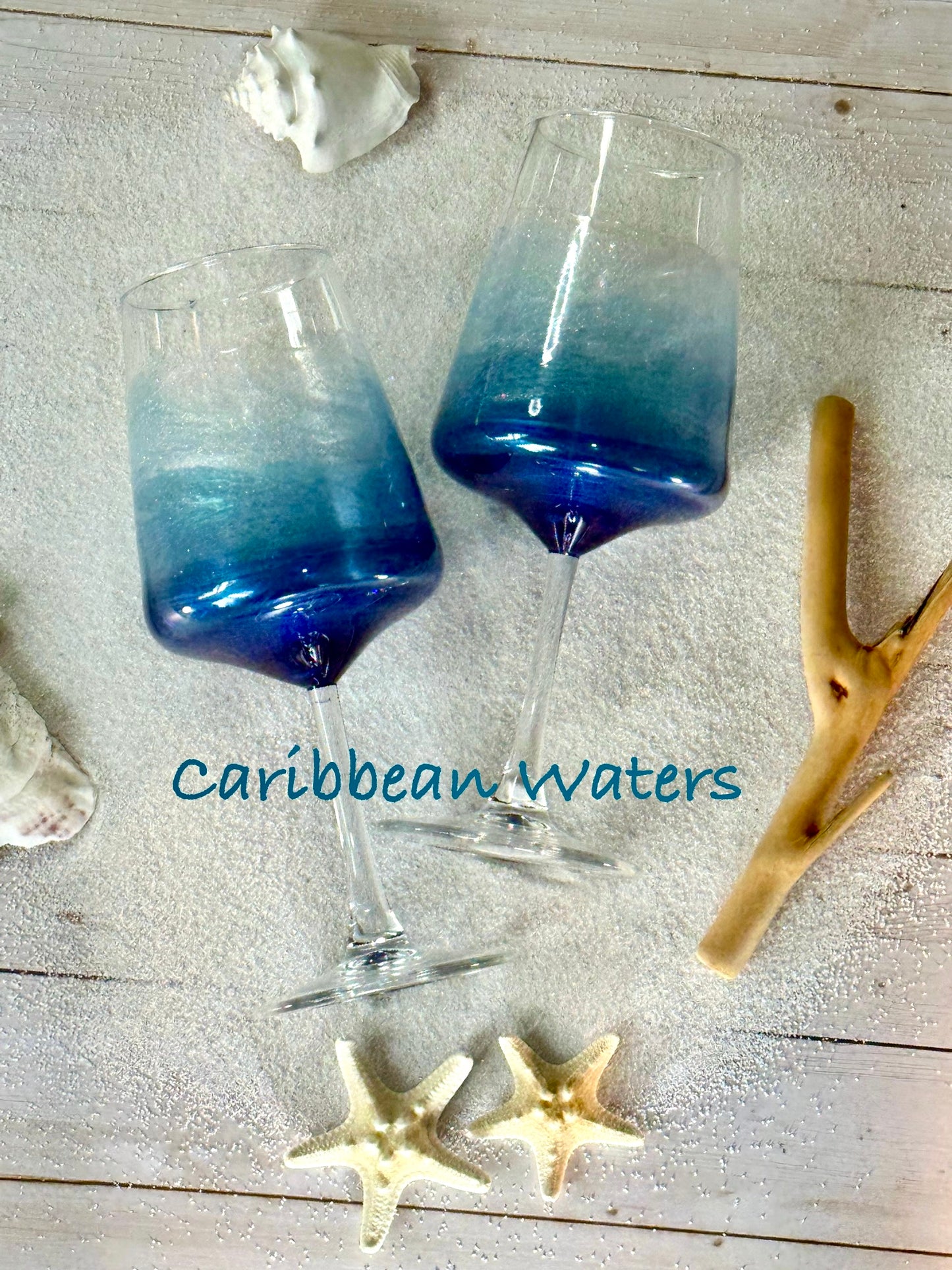 Ocean Inspired Resined Wine Glass Set