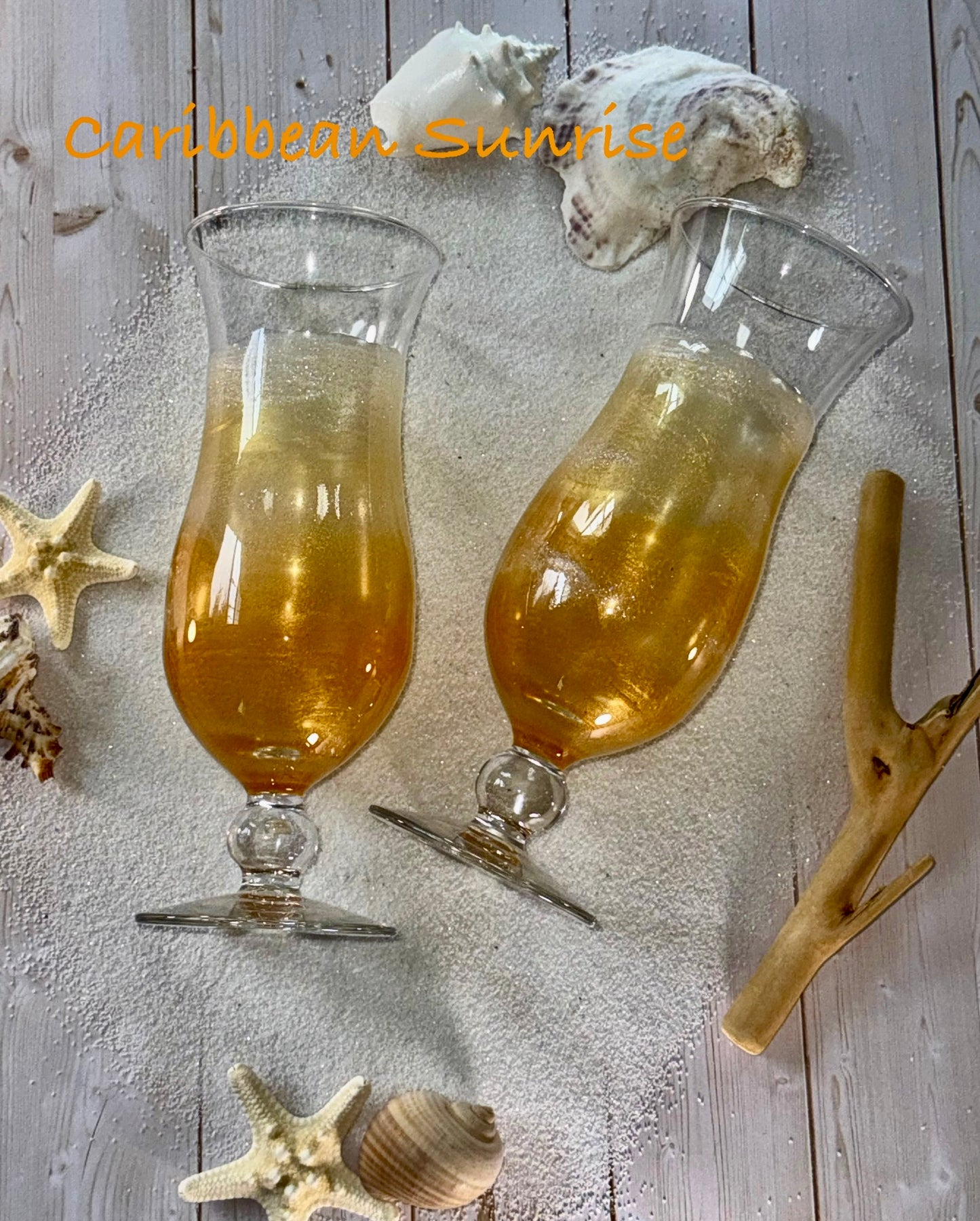 Ocean Inspired Resined Hurricane Glass Set