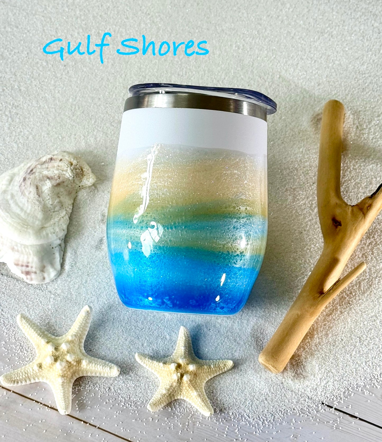 Ocean inspired metal wine tumbler