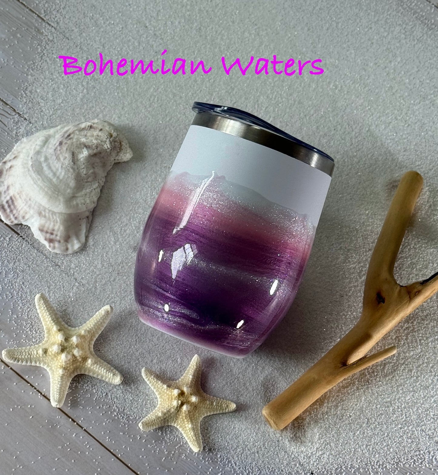 Ocean inspired metal wine tumbler