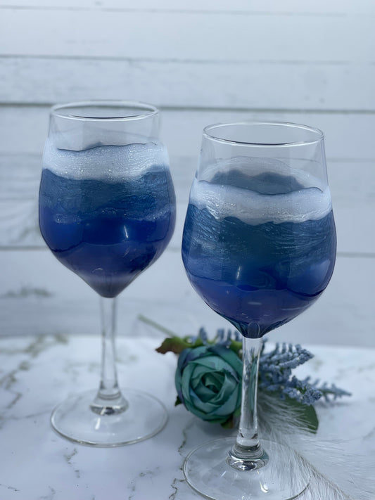 Ocean Inspired Resined Wine Glass Set