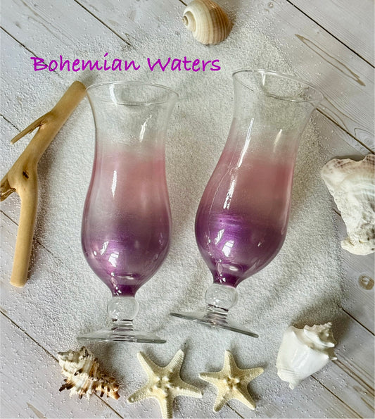 Ocean Inspired Resined Hurricane Glass Set