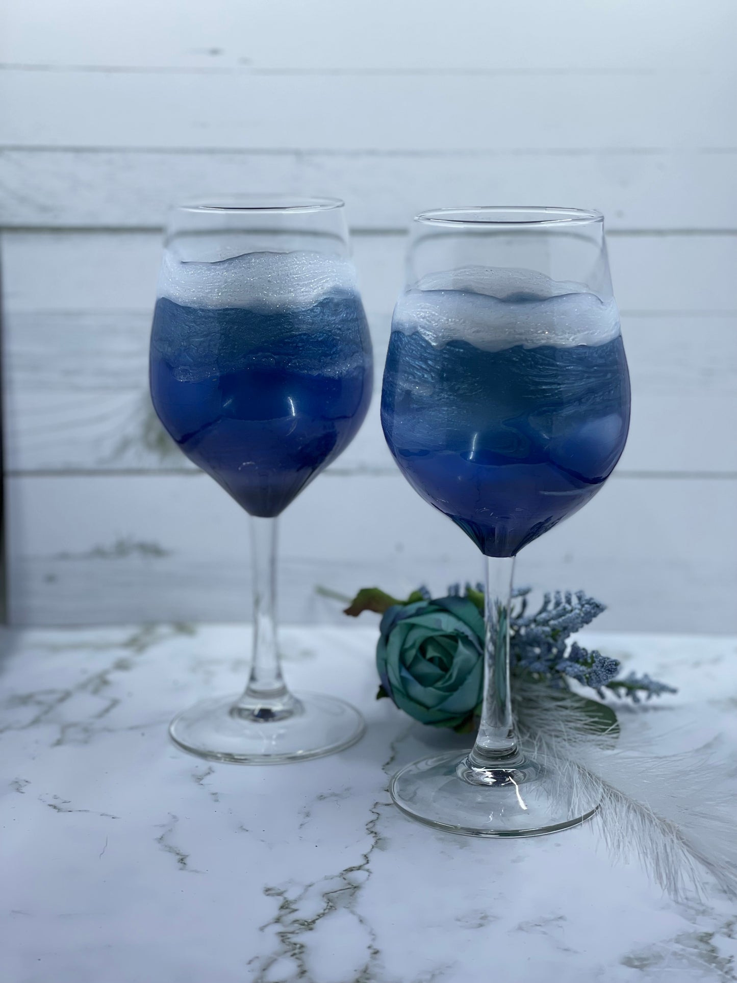 Ocean Inspired Resined Wine Glass Set