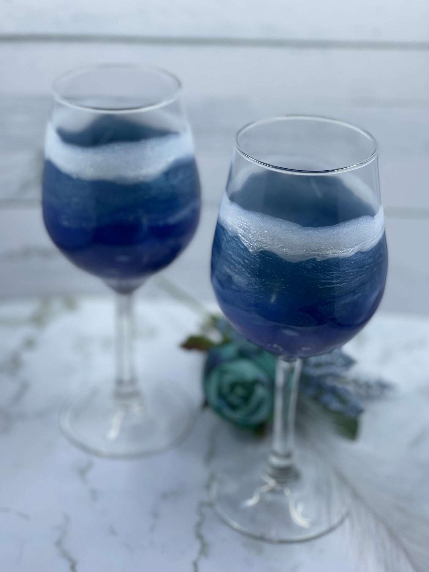 Ocean Inspired Resined Wine Glass Set